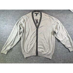 Club Room sweater Mens XL Grey Cardigan Sweater  Cotton Blend V-Neck Long Sleeve